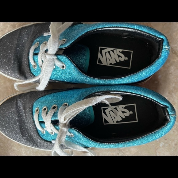 VANS Old Skool Athletic Shoes Glitter Teal / Black - Picture 7 of 12